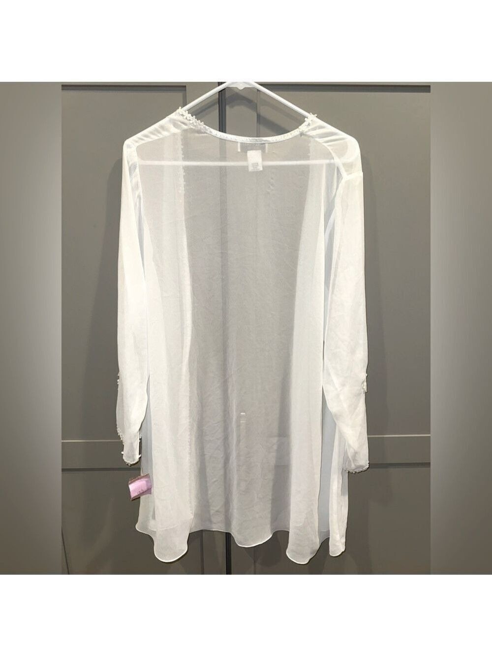 Sheer White Long Sleeve dressing gown/ cover up